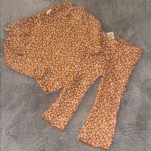 🌈 Cat & Jack Floral Shirt Pants Set Sz 12M Winter Bellbottoms